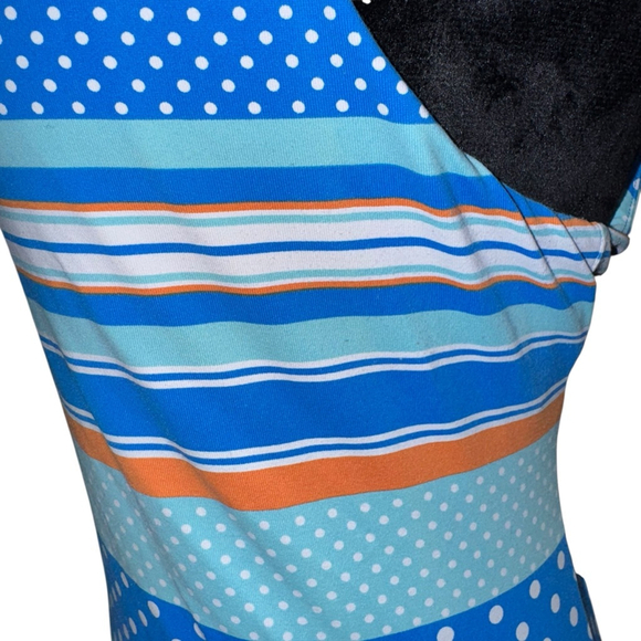 J McLaughlin for Dillard's Halter Performance Dress XL Blue Orange Tie - Picture 4 of 9